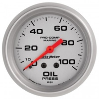 AUTOMETER GAUGE 2-5/8" OIL PRESSURE,0-100 PSI,MECHANICAL,MARINE SILVER # 200777-33