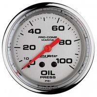 AUTOMETER GAUGE 2-5/8" OIL PRESSURE,0-100 PSI,MECHANICAL,MARINE CHROME # 200777-35