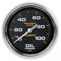AUTOMETER GAUGE 2-5/8" OIL PRESSURE,0-100 PSI,MECHANICAL,MARINE CARBON FIBER # 200777-40