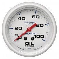 AUTOMETER GAUGE 2-5/8" OIL PRESSURE,0-100 PSI,MECHANICAL,MARINE WHITE # 200777