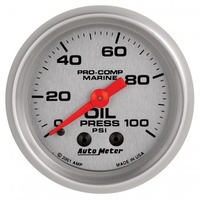 AUTOMETER GAUGE 2-1/16" OIL PRESSURE,0-100 PSI,MECHANICAL,MARINE SILVER # 200790-33