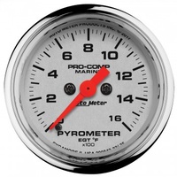 AUTOMETER GAUGE 2-1/16" PYROMETER,0-1600F,STEPPER MOTOR,MARINE CHROME # 200842-35