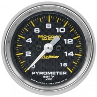 AUTOMETER GAUGE 2-1/16" PYROMETER,0-1600F,STEPPER MOTOR,MARINE CARBON FIBER # 200842-40