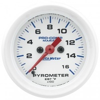 AUTOMETER GAUGE 2-1/16" PYROMETER,0-1600F,STEPPER MOTOR,MARINE WHITE # 200842