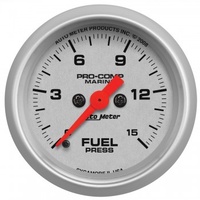 AUTOMETER GAUGE 2-1/16" FUEL PRESSURE,0-15 PSI,STEPPER MOTOR,MARINE SILVER # 200848-33