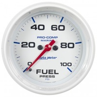 AUTOMETER GAUGE 2-5/8" FUEL PRESSURE,0-100 PSI,STEPPER MOTOR,MARINE WHITE # 200851