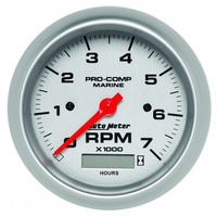 GAUGE 3-3/8" IN-DASH TACHOMETER WITH HOUR METER,0-7,000 RPM,MARINE SILVER # 200890-33