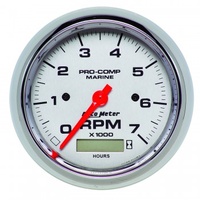 GAUGE 3-3/8" IN-DASH TACHOMETER WITH HOUR METER,0-7,000 RPM,MARINE CHROME # 200890-35