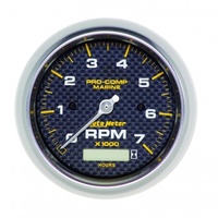 GAUGE 3-3/8" IN-DASH TACHOMETER WITH HOUR METER,0-7,000 RPM,MARINE CARBON FIBER # 200890-40