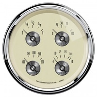 AUTOMETER GAUGE 5" QUAD GAUGE,100 PSI/100-250F/8-18V/0-90 ?,PRESTIGE ANTIQUE IVORY # 2009