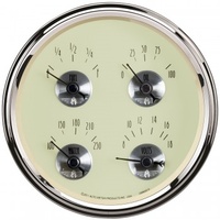 AUTOMETER GAUGE 5" QUAD GAUGE,100 PSI/100-250F/8-18V/240-33 ?,PRESTIGE ANTIQUE IVORY # 2010