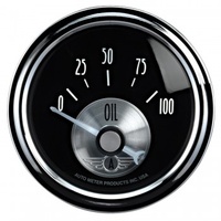 AUTOMETER GAUGE 2-1/16" OIL PRESSURE,0-100 PSI,AIR-CORE,MECHANICAL,PRESTIGE BLACK DIAMOND # 2028