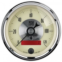 AUTOMETER GAUGE 3-3/8" SPEEDOMETER,0-120 MPH,ELECTRIC,PRESTIGE ANTIQUE IVORY # 2087
