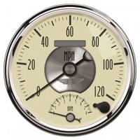 AUTOMETER GAUGE 5" TACHOMETER/SPEEDOMETER COMBO,8K RPM/120 MPH,ELECTRIC,PRESTIGE ANTIQUE IVORY # 2090