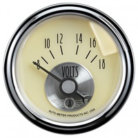 AUTOMETER GAUGE 2-1/16" VOLTMETER,8-18V,AIR-CORE,PRESTIGE ANTIQUE IVORY # 2092