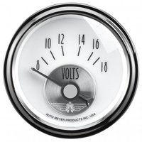 AUTOMETER GAUGE 2-1/16" VOLTMETER,8-18V,AIR-CORE,PRESTIGE PEARL # 2094