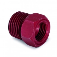 AUTOMETER FITTING, ADAPTER, 1/2" NPT MALE, ALUMINUM, RED, FOR MECH. TEMP. GAUGE