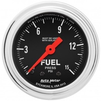 AUTOMETER GAUGE 2-1/16" FUEL PRESSURE W/ ISOLATOR,0-15 PSI,MECHANICAL,TRADITIONAL CHROME # 2413