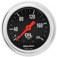 AUTOMETER GAUGE 2-1/16" OIL PRESSURE,0-200 PSI,MECHANICAL,TRADITIONAL CHROME # 2422