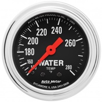 AUTOMETER GAUGE 2-1/16" WATER TEMPERATURE,140-280F,6 FT.,MECHANICAL,TRADITIONAL CHROME # 2431