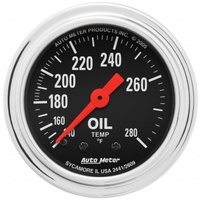 AUTOMETER GAUGE 2-1/16" OIL TEMPERATURE,140-280F,6 FT.,MECHANICAL,TRADITIONAL CHROME # 2441