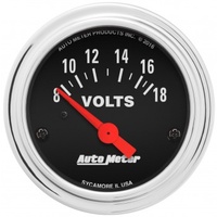 AUTOMETER GAUGE 2-1/16" VOLTMETER,8-18V,AIR-CORE,TRADITIONAL CHROME # 2592