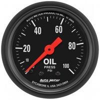 AUTOMETER GAUGE 2-1/16" OIL PRESSURE,0-100 PSI,MECHANICAL,Z-SERIES # 2604