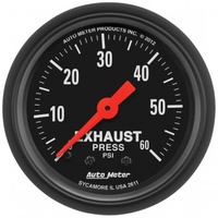 AUTOMETER GAUGE 2-1/16" EXHAUST PRESSURE,0-60 PSI,MECHANICAL,Z-SERIES # 2611