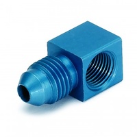 AUTOMETER FITTING,ADT,90 °,1/8" NPTF FEMALE TO -4AN MALE,ALUMINUM,BLU ANODIZED