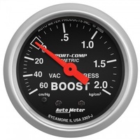 AUTOMETER GAUGE 2-1/16" BOOST/VACUUM,60 CM/HG-2.0 KG/CM2,MECHANICAL,SPORT-COMP # 3303-J