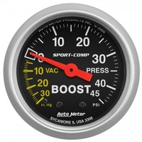 AUTOMETER GAUGE 2-1/16" BOOST/VACUUM,30 IN HG/45 PSI,MECHANICAL,SPORT-COMP # 3308