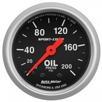 AUTOMETER GAUGE 2-1/16" OIL PRESSURE,0-200 PSI,MECHANICAL,SPORT-COMP # 3322