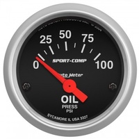 AUTOMETER GAUGE 2-1/16" OIL PRESSURE,0-100 PSI,AIR-CORE,SPORT-COMP # 3327