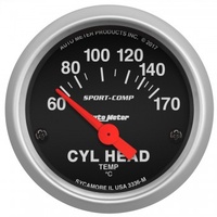 AUTOMETER GAUGE 2-1/16" CYLINDER HEAD TEMPERATURE,60-170C,AIR-CORE,SPORT-COMP # 3336-M
