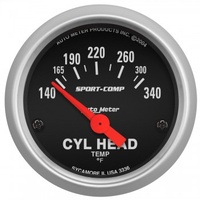 AUTOMETER GAUGE 2-1/16" CYLINDER HEAD TEMPERATURE,140-340F,AIR-CORE,SPORT-COMP # 3336