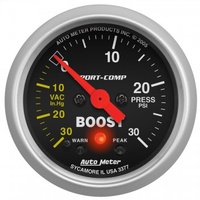 AUTOMETER GAUGE 2-1/16" BOOST/VACUUM,W/ PEAK & WARN,30 IN HG/30 PSI,STEPPER MOTOR,SPORT-COMP # 3377
