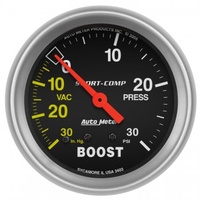 AUTOMETER GAUGE 2-5/8" BOOST/VACUUM,30 IN HG/30 PSI,MECHANICAL,SPORT-COMP # 3403