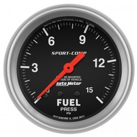 AUTOMETER GAUGE 2-5/8" FUEL PRESSURE,0-15 PSI,MECHANICAL,SPORT-COMP # 3411