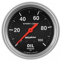 AUTOMETER GAUGE 2-5/8" OIL PRESSURE,0-100 PSI,MECHANICAL,SPORT-COMP # 3421