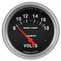 AUTOMETER GAUGE 2-5/8" VOLTMETER,8-18V,AIR-CORE,SPORT-COMP # 3592