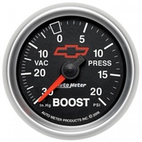 AUTOMETER GAUGE 2-1/16" BOOST/VACUUM,30 IN HG/20 PSI,CHEVY RED BOWTIE # 3607-00406