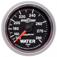 AUTOMETER GAUGE 2-1/16" WATER TEMPERATURE,140-280F,6 FT.,MECHANICAL,SPORT-COMP II # 3631