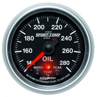 AUTOMETER GAUGE 2-1/16" OIL TEMPERATURE,W/ PEAK & WARN,140-280F,STEPPER MOTOR,SPORT-COMP II # 3640