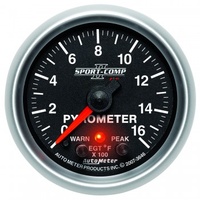 AUTOMETER GAUGE 2-1/16" PYROMETER,W/ PEAK & WARN,0-1600F,STEPPER MOTOR,SPORT-COMP II # 3646