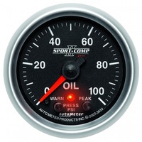 AUTOMETER GAUGE 2-1/16" OIL PRESSURE,W/ PEAK & WARN,0-100 PSI,STEPPER MOTOR,SPORT-COMP II # 3652