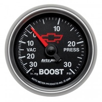 AUTOMETER GAUGE 2-1/16" BOOST/VACUUM,30 IN HG/30 PSI,CHEVY RED BOWTIE # 3659-00406