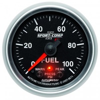 AUTOMETER GAUGE 2-1/16" FUEL PRESSURE,W/ PEAK & WARN,0-100 PSI,STEPPER MOTOR,SPORT-COMP II # 3671