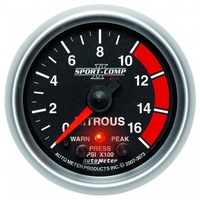 AUTOMETER GAUGE 2-1/16" NITROUS PRESSURE,W/ PEAK & WARN,0-1600 PSI,STEPPER MOTOR,SPORT-COMP II # 3673