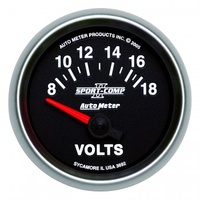 AUTOMETER GAUGE 2-1/16" VOLTMETER,8-18V,AIR-CORE,SPORT-COMP II # 3692
