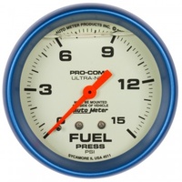 AUTOMETER GAUGE 2-5/8" FUEL PRESSURE,0-15 PSI,MECHANICAL,LIQUID FILLED,ULTRA-NITE # 4211